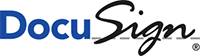 DocuSign Logo, Docu in blue text and Sign in black cursive.