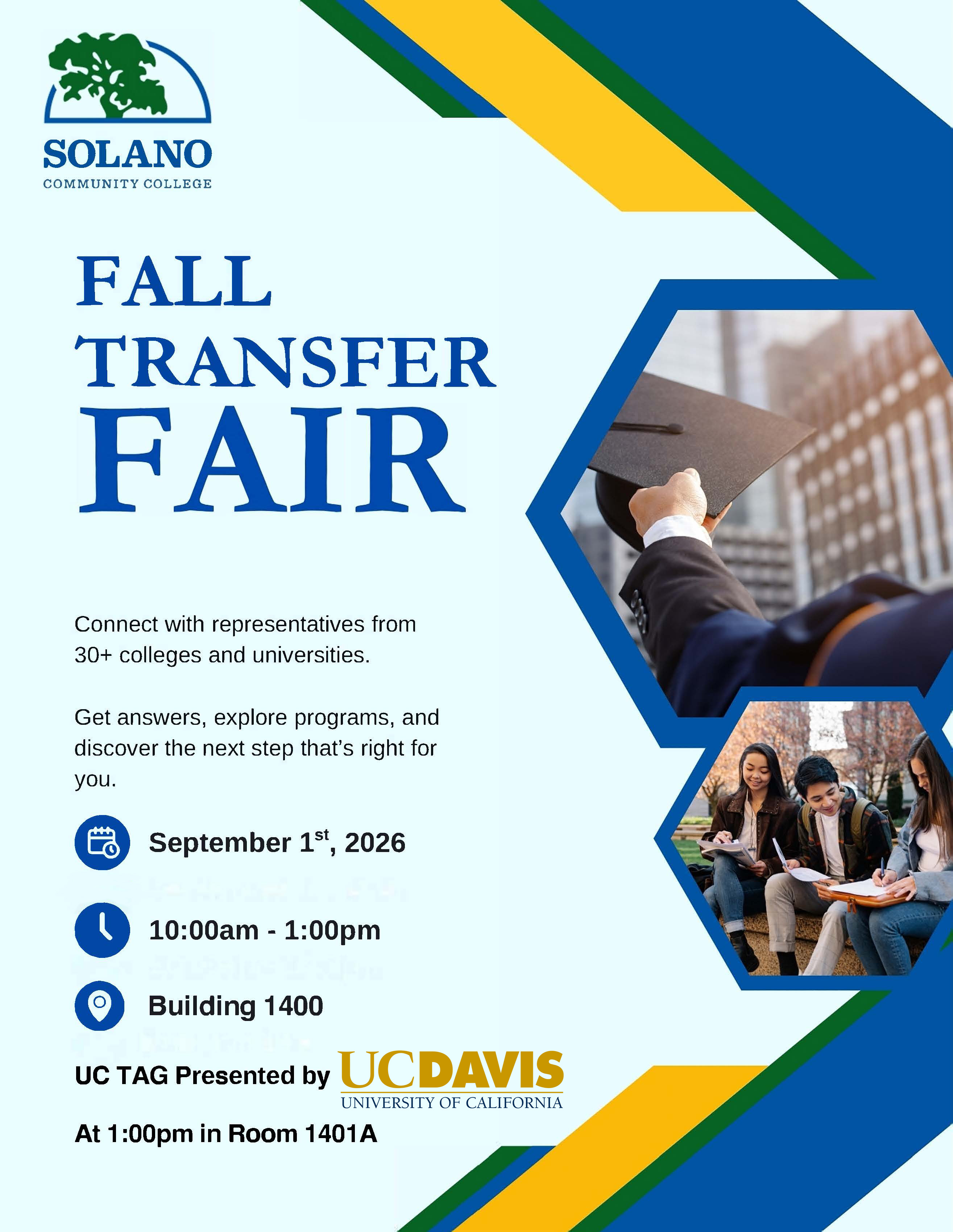 SCC Transfer fair flyer with information about the event.