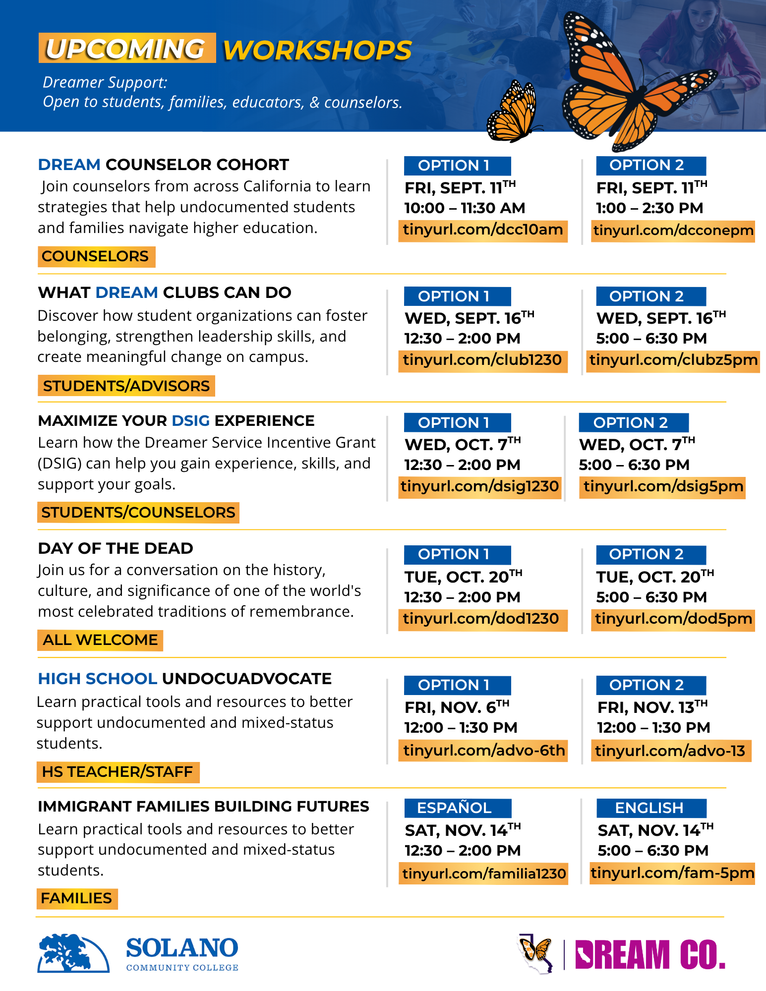 List of workshops upcoming this semester List of workshops upcoming this semester