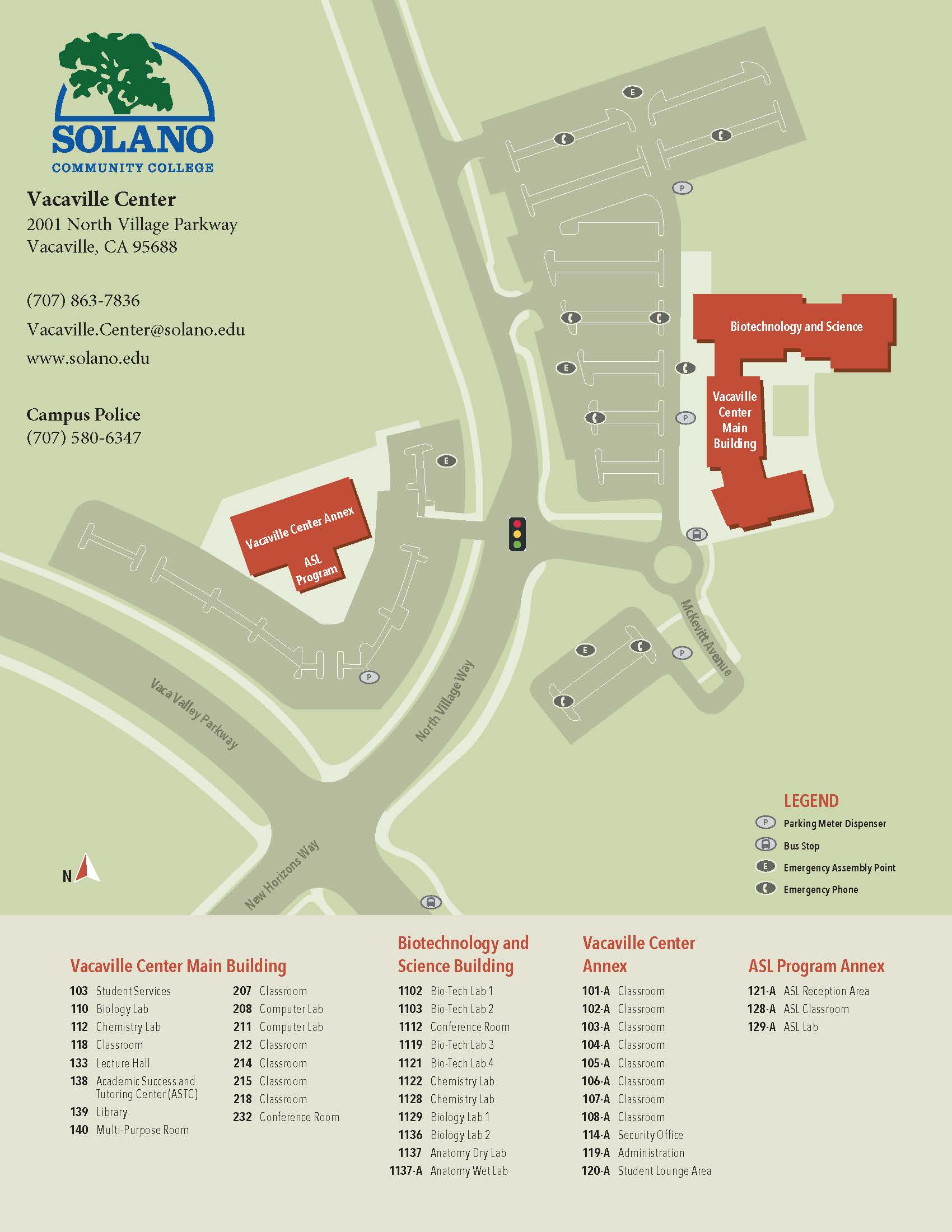 Map of Vacaville campus Map of Vacaville campus