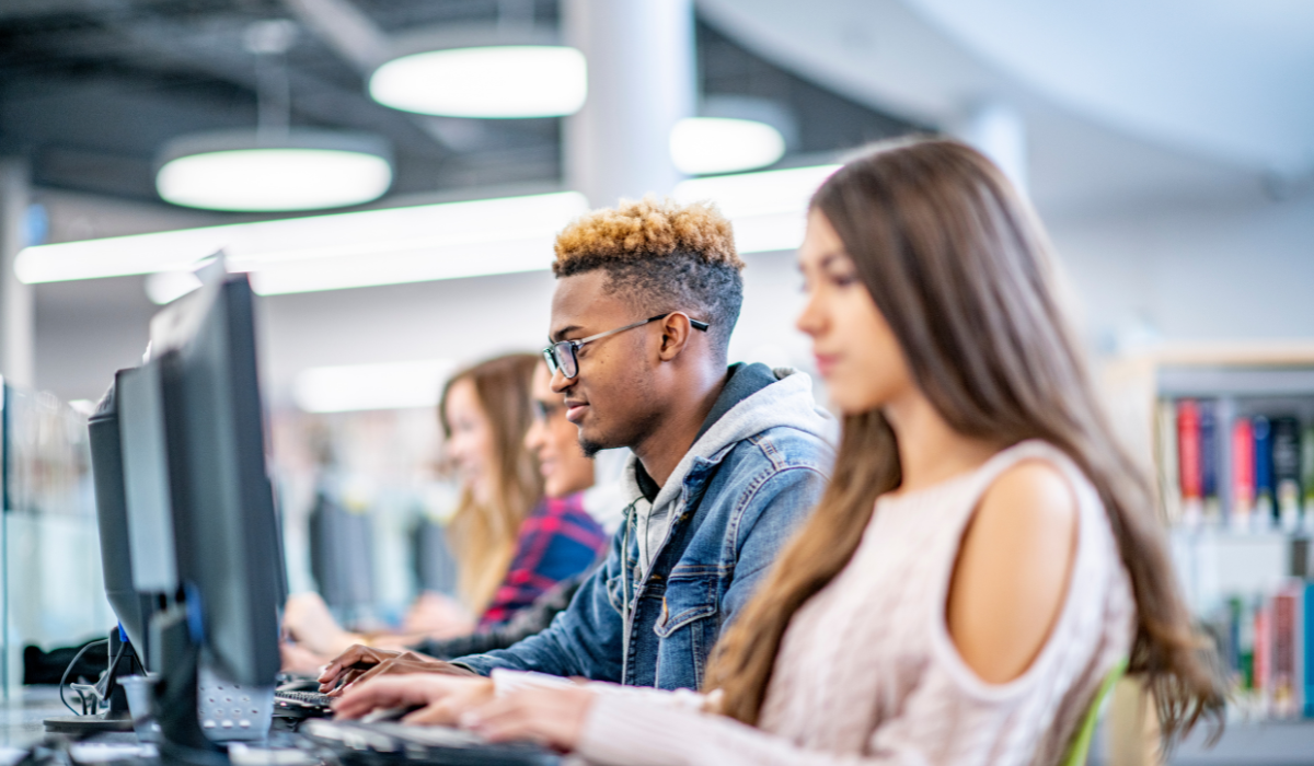 Students at computers